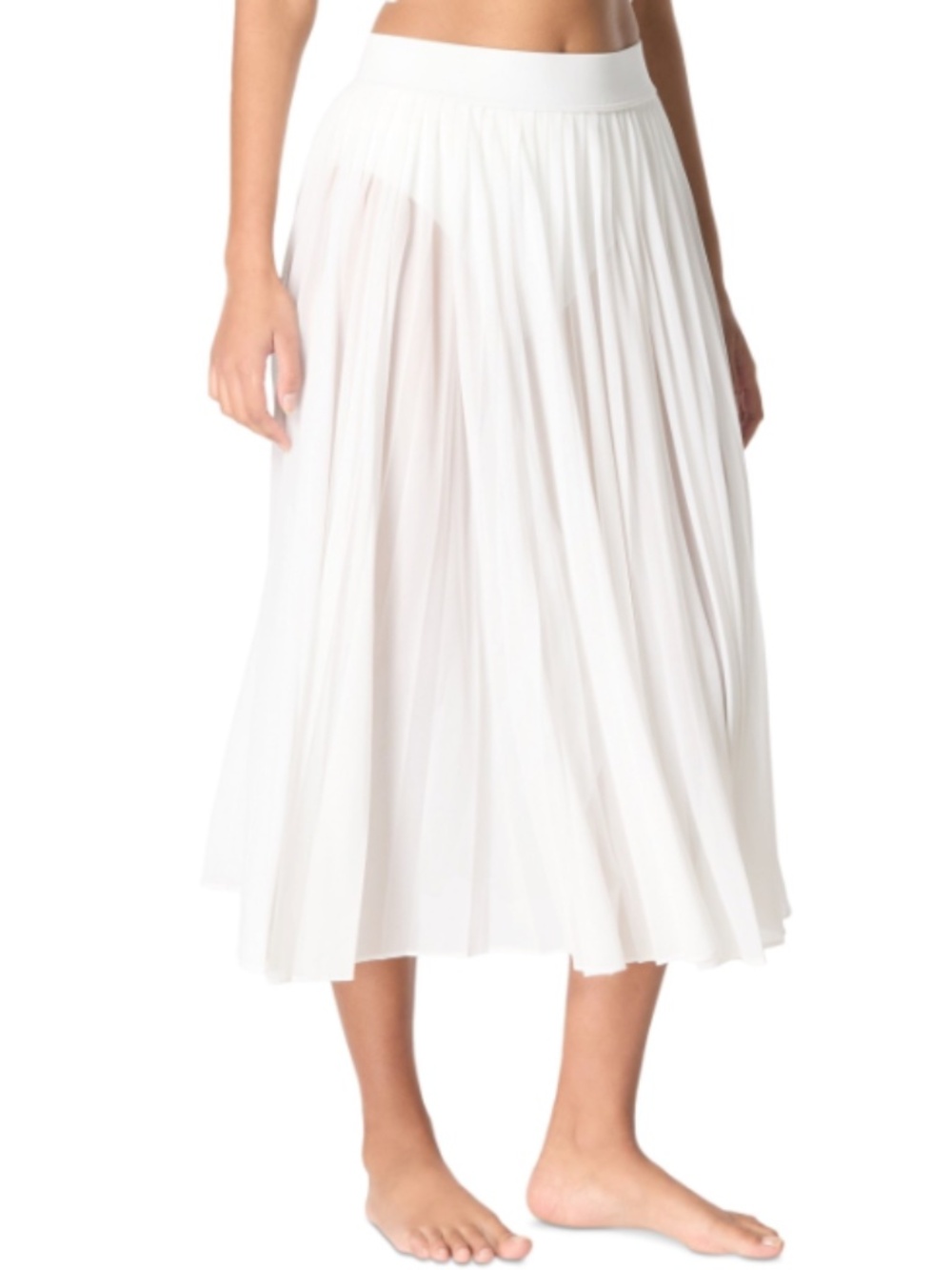 Carmen Marc Valvo Women's Pleated Cover-up MIDI Skirt White Size XL 21133